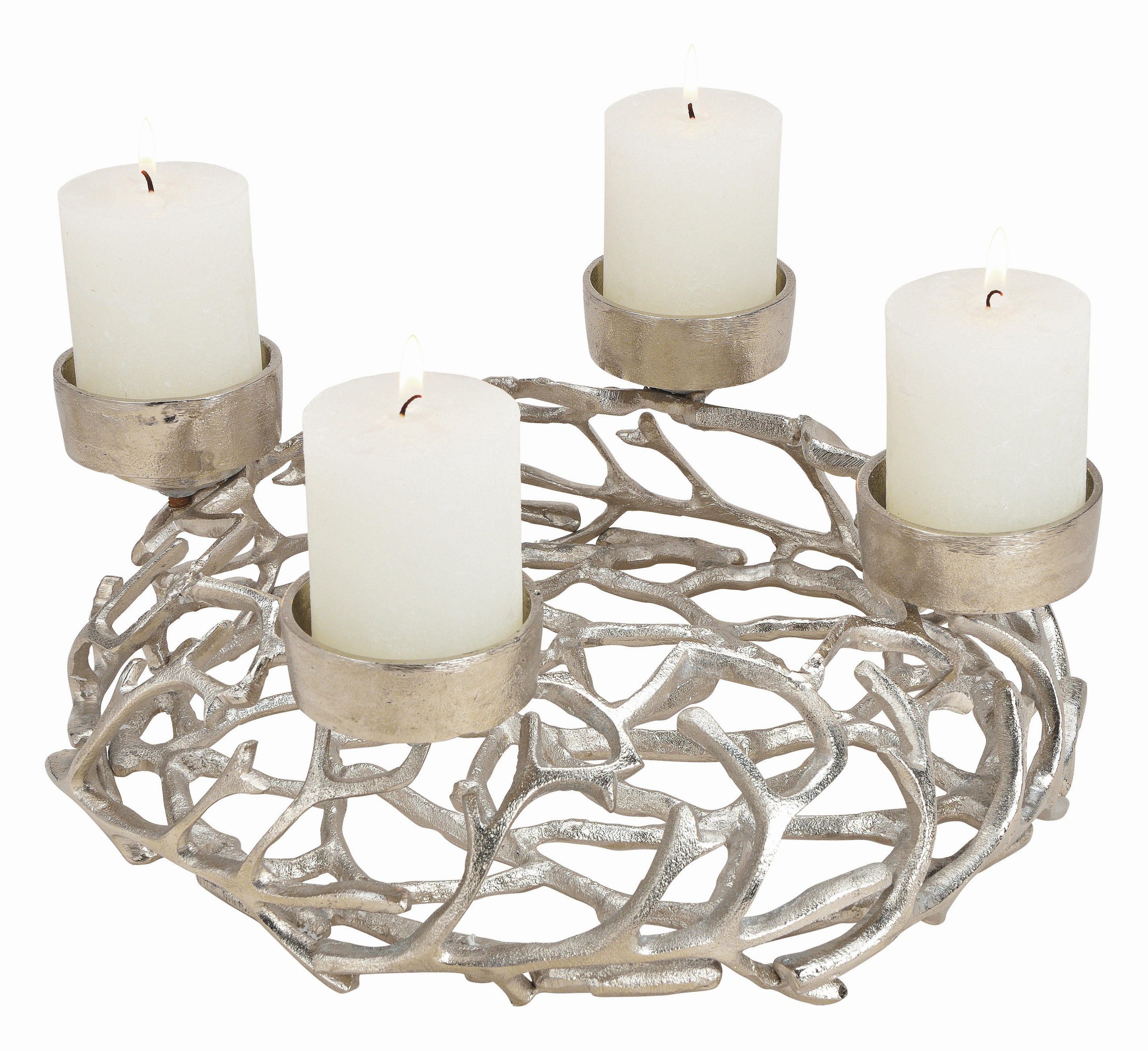 ADVENTSKERZENHALTER  - Silberfarben, Basics, Metall (38/15/38cm) - X-Mas