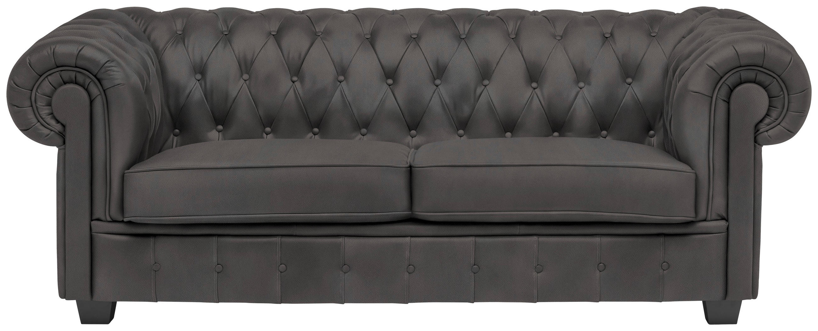CHESTERFIELD-SOFA in Lederlook Dunkelgrau  - Wengefarben/Dunkelgrau, Lifestyle, Holz/Textil (206/76,5/96cm) - Landscape