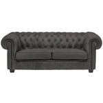 CHESTERFIELD-SOFA  in Lederlook Dunkelgrau  - Wengefarben/Dunkelgrau, LIFESTYLE, Holz/Textil (206/76,5/96cm) - Landscape