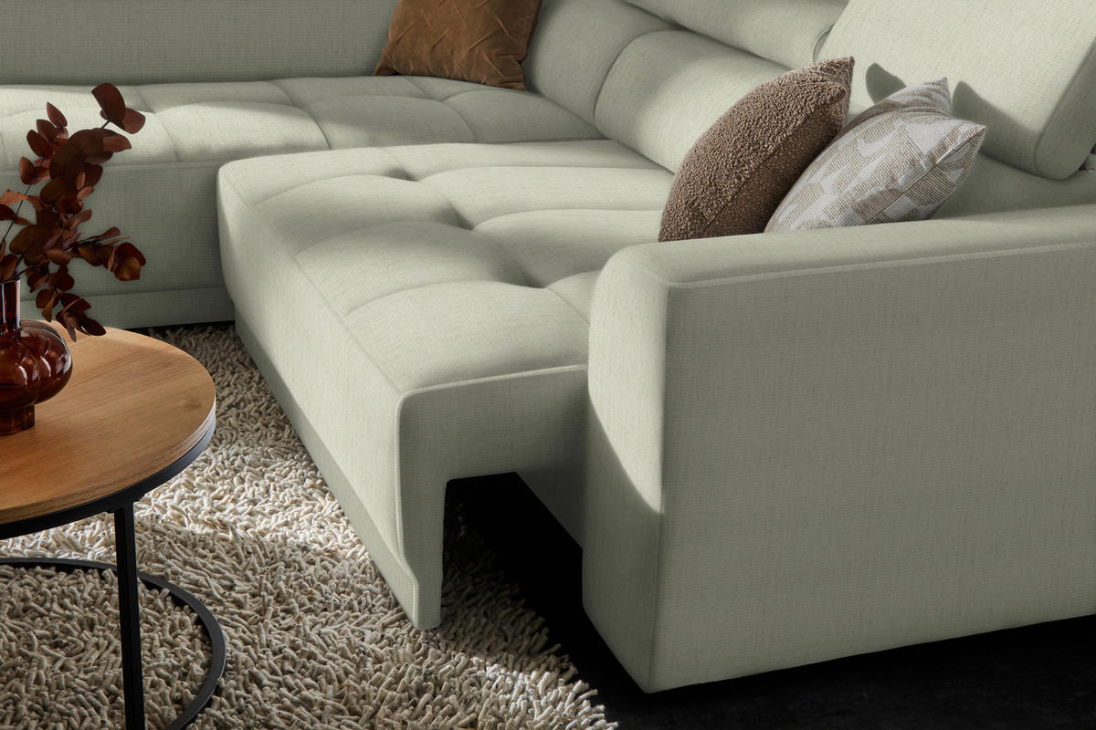ECKSOFA in Chenille Creme  205/284 cm  - Creme/Schwarz, Design, Kunststoff/Textil (205/284cm) - Xora