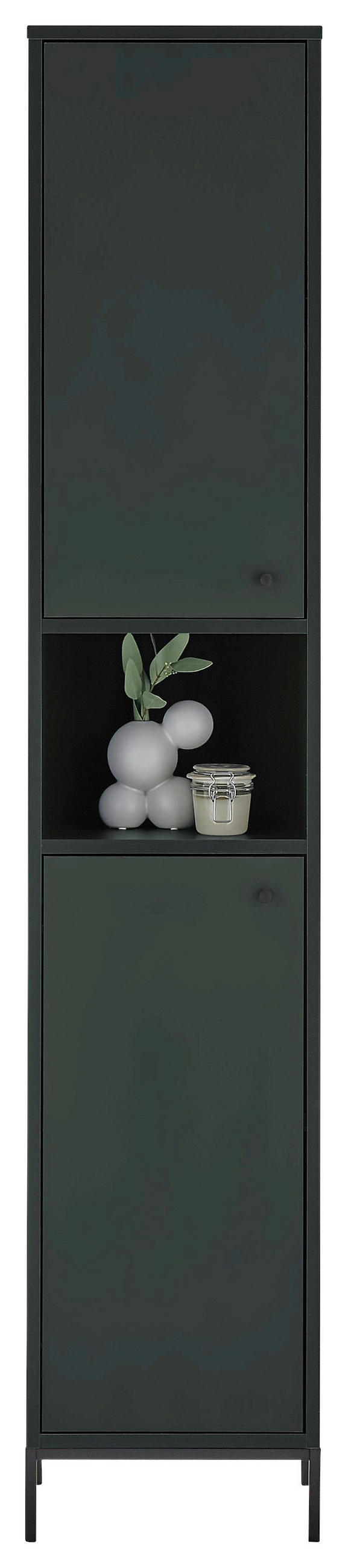 HOCHSCHRANK 38/197/32 cm  - Dunkelgrün/Schwarz, KONVENTIONELL, Holzwerkstoff/Metall (38/197/32cm) - Xora