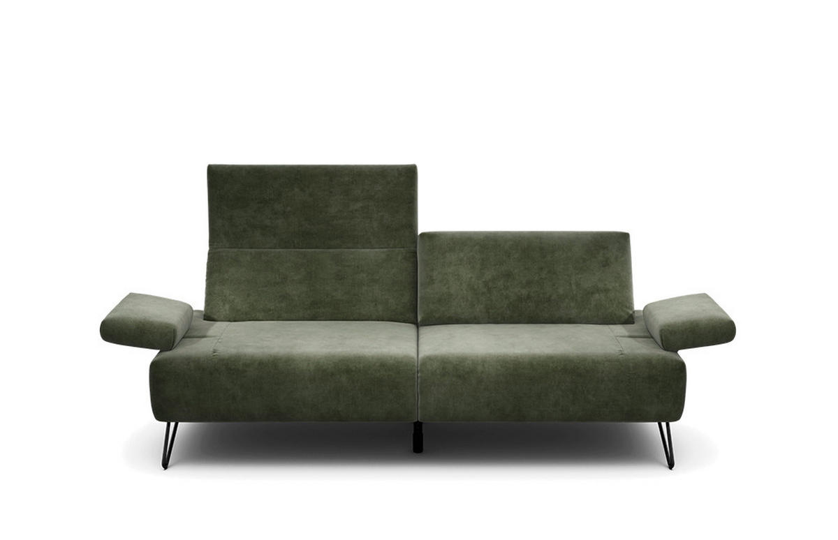 2,5-SITZER Samt Waldgrün  - Waldgrün/Schwarz, Design, Textil/Metall (204-234/85/86-94cm) - SENSOO