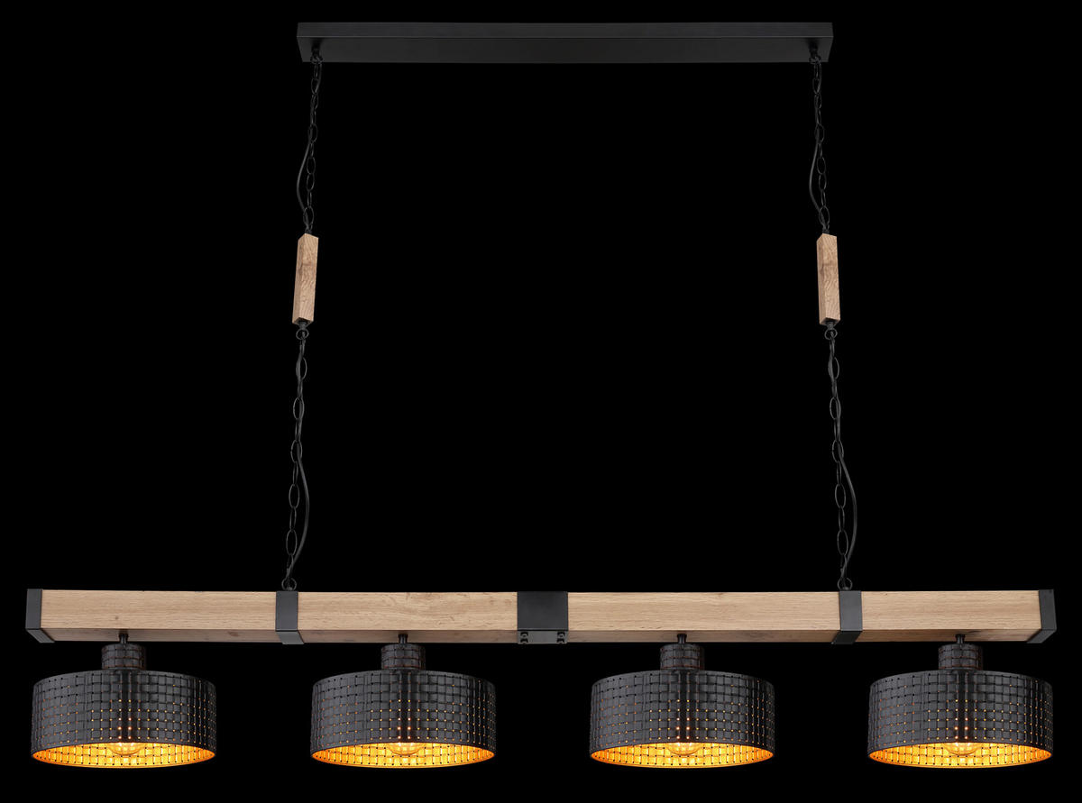 HÄNGELEUCHTE 140/25/120 cm    - Dunkelbraun/Goldfarben, Natur, Holzwerkstoff/Kunststoff (140/25/120cm) - Globo