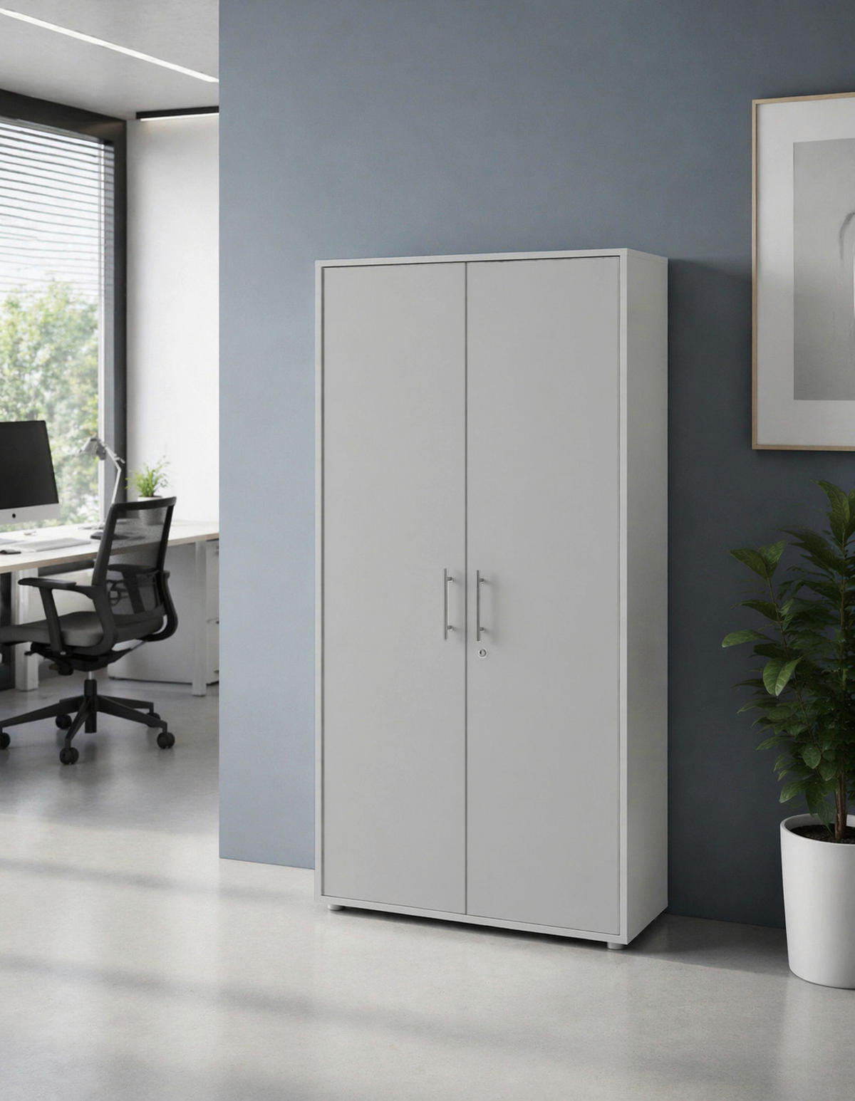 AKTENSCHRANK Hellgrau  - Hellgrau, MODERN, Holzwerkstoff (84,4/185,6/33cm) - MID.YOU