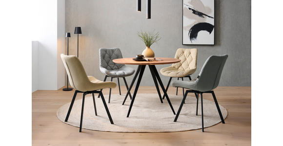 ESSTISCH in Holz, Metall 100/100/76 cm  - Schwarz/Akaziefarben, LIFESTYLE, Holz/Metall (100/100/76cm) - Landscape