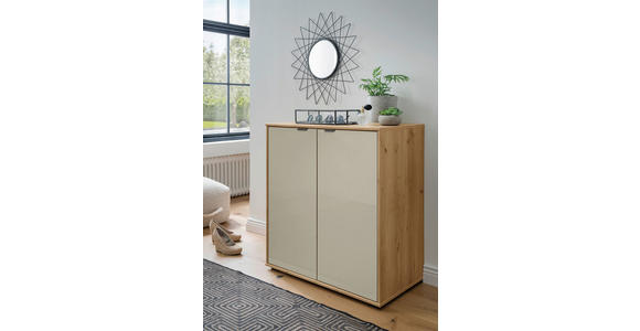 KOMMODE 80/70/43 cm  - Schieferfarben/Eiche Bianco, KONVENTIONELL, Glas/Holzwerkstoff (80/70/43cm) - Dieter Knoll