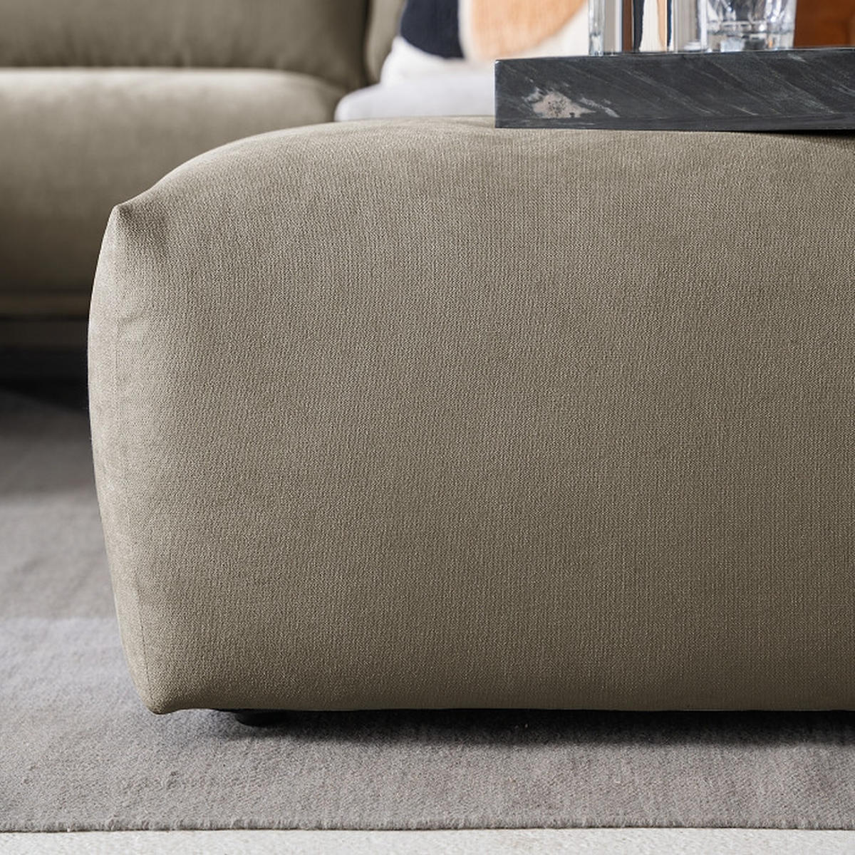 HOCKER in Textil Grau  - Schwarz/Grau, Modern, Kunststoff/Textil (102/41/52cm) - Trendmanufaktur