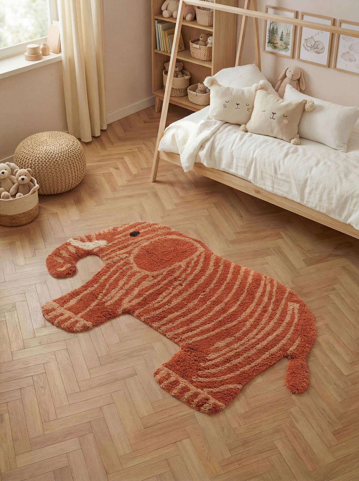 KINDERTEPPICH 75/120 cm Snuggle Elodie Braun, Beigebraun Tierform  - Dunkelorange/Beigebraun, Basics, Kunststoff/Textil (75/120cm) - Hanse Home