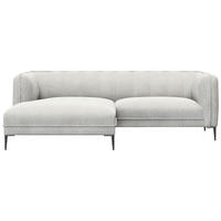 ECKSOFA Hellgrau Chenille, Webstoff, Flachgewebe  - Hellgrau/Schwarz, Design, Holz/Textil (149/211cm) - Livetastic