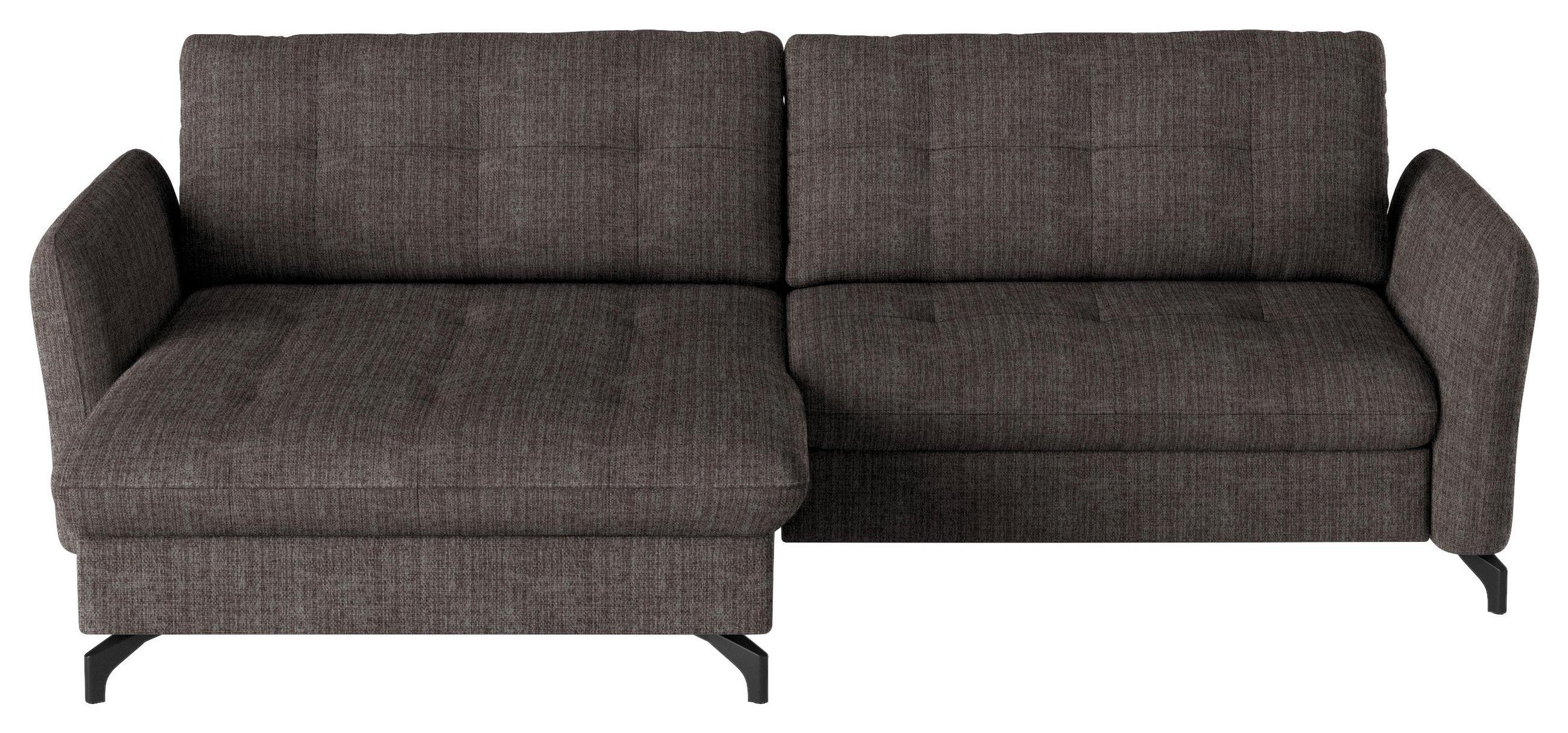 ECKSOFA Braun Flachgewebe, Leinenoptik  - Schwarz/Braun, Design, Textil/Metall (170/242cm) - Xora