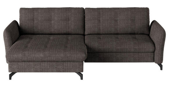 ECKSOFA in Flachgewebe, Leinenoptik Braun  170/242 cm  - Schwarz/Braun, Design, Textil/Metall (170/242cm) - Xora