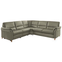 ECKSOFA in Echtleder Hellgrau  - Eichefarben/Beige, Konventionell, Leder/Holz (262/262cm) - Beldomo Premium