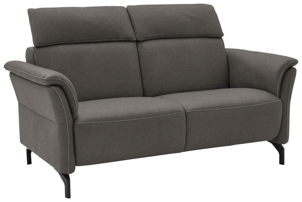 2-SITZER-SOFA in Mikrofaser Schieferfarben  - Schieferfarben/Schwarz, KONVENTIONELL, Textil/Metall (178/103/95cm) - Dieter Knoll