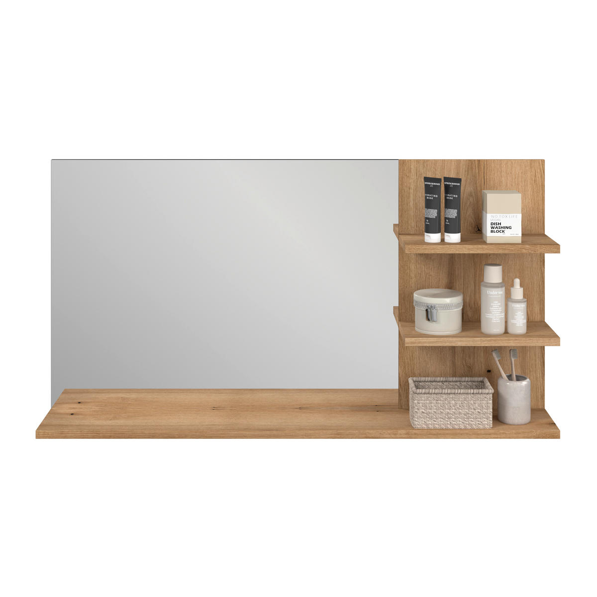 BADEZIMMERSPIEGEL 135/70/20 cm  - Eichefarben/Anthrazit, MODERN, Glas/Holzwerkstoff (135/70/20cm) - MID.YOU