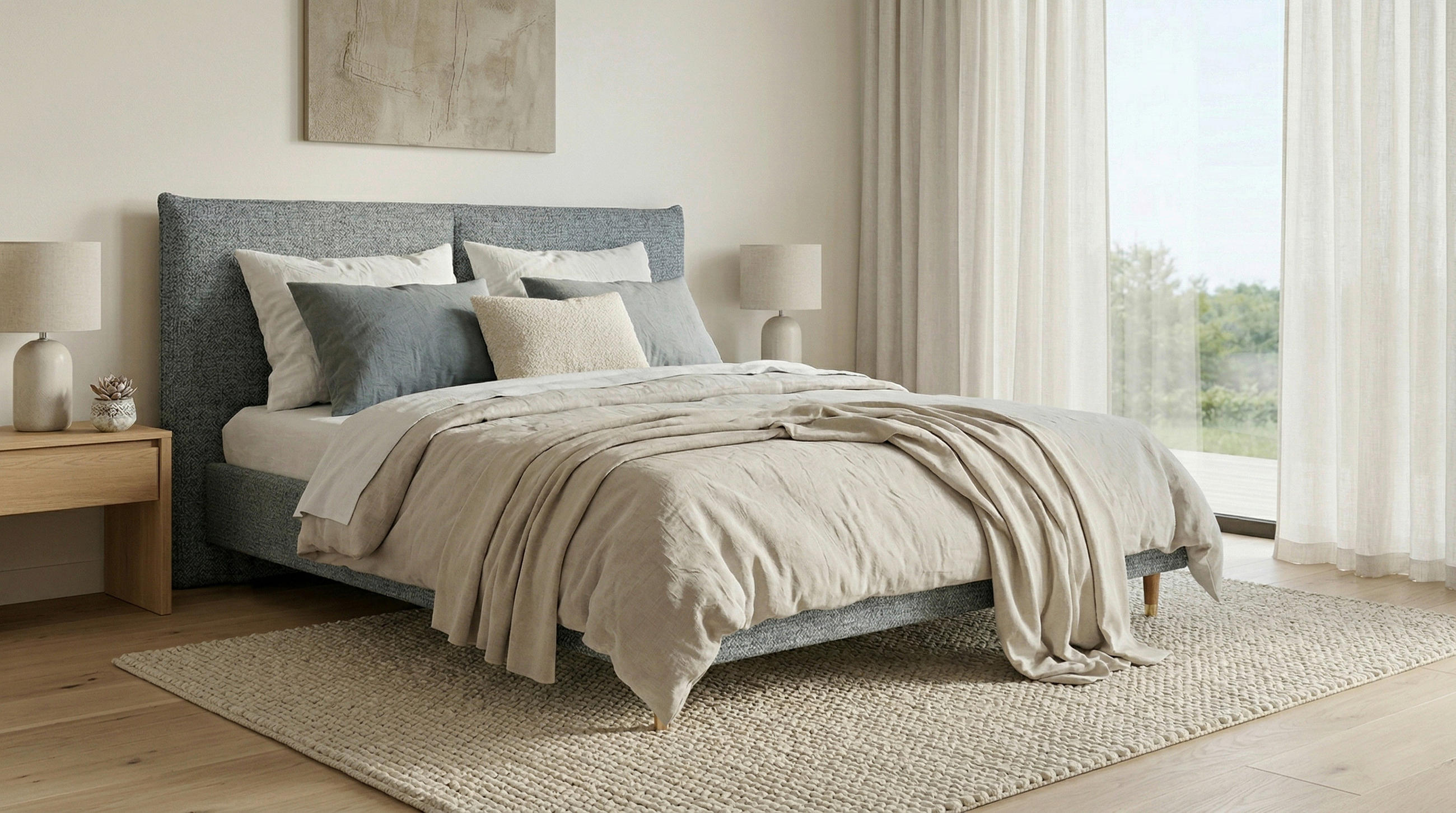 POLSTERBETT 140/200 cm,  in Grau,  - Eichefarben/Grau, MODERN, Holz/Textil (140/200cm) - Livetastic