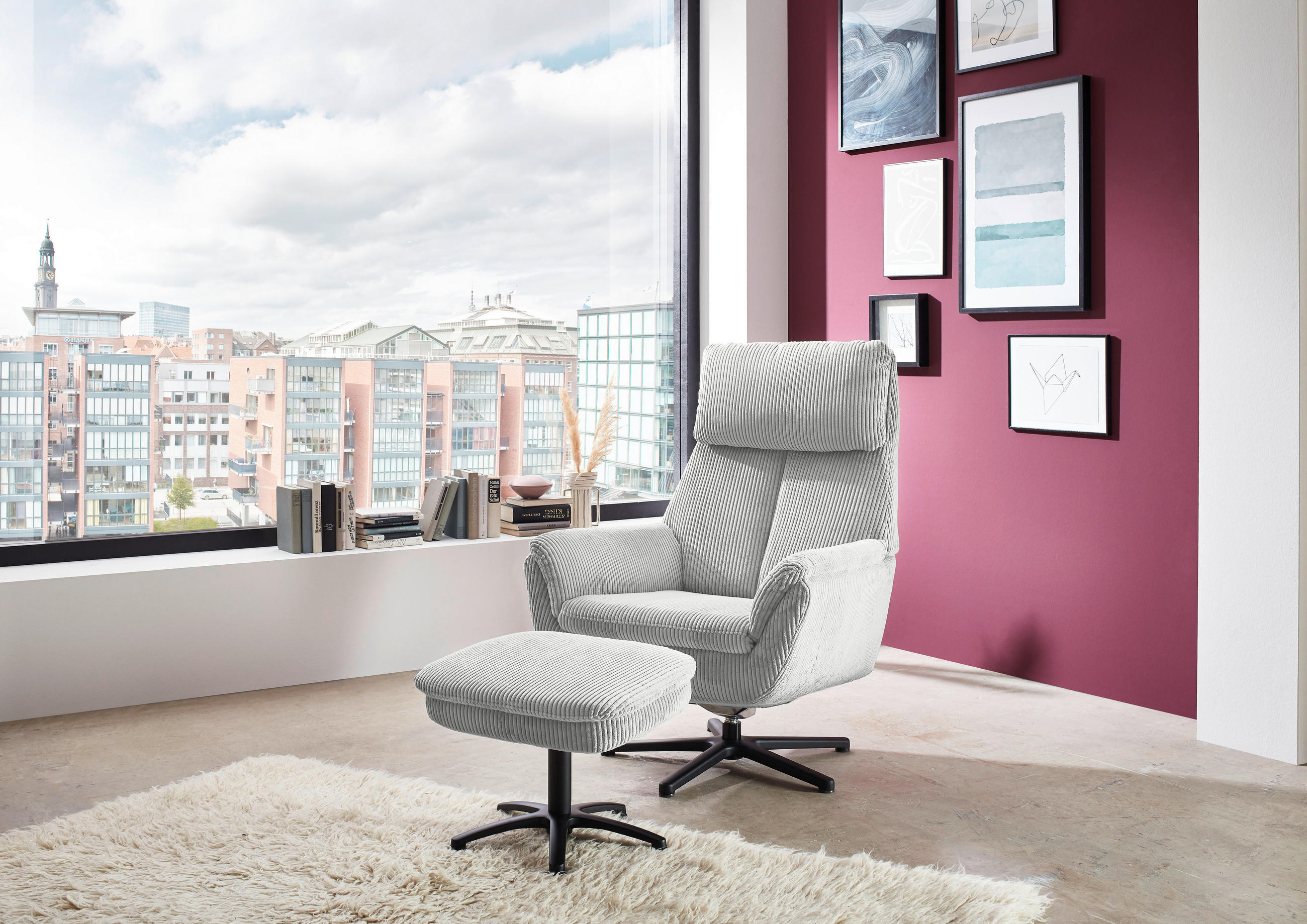 RELAXSESSEL in Textil Creme, Naturfarben  - Creme/Schwarz, Design, Textil/Metall (79/108/89cm) - Beldomo Style