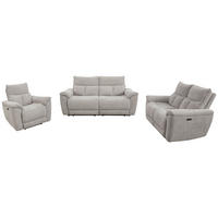 SITZGARNITUR Webstoff Hellgrau  - Hellgrau/Schwarz, KONVENTIONELL, Textil/Metall (200/160/98/102/97cm) - MID.YOU