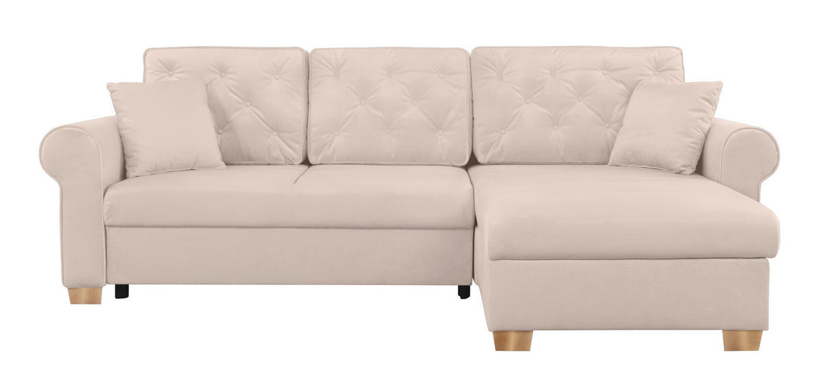 ECKSOFA in Beige  - Beige/Buchefarben, Design, Holz/Textil (266/161cm) - MID.YOU