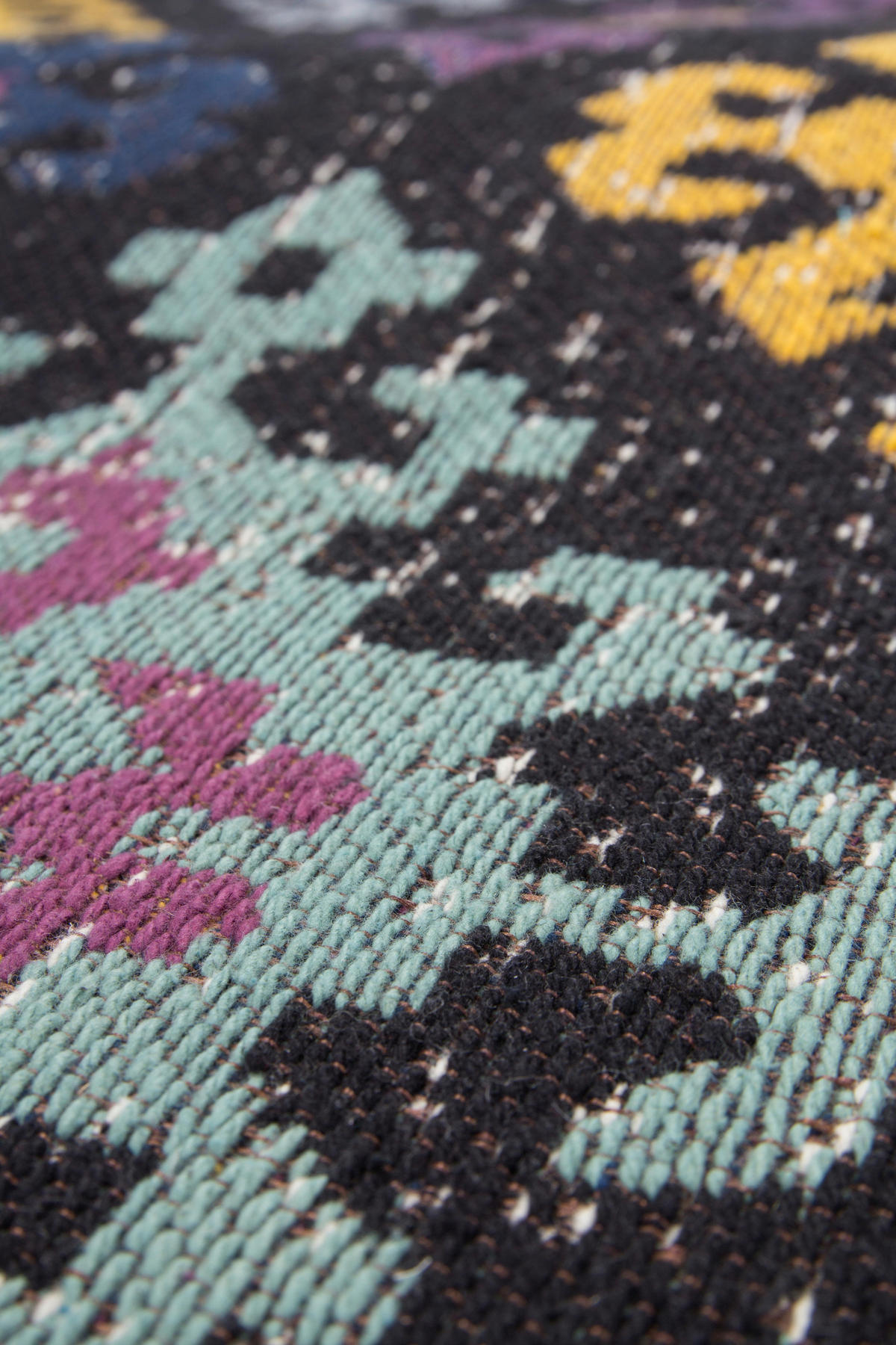POUF in Blau, Gelb, Lila, Rosa, Schwarz Textil  - Blau/Gelb, Design, Textil (42/42/45cm) - Kayoom