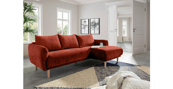 ECKSOFA Rostfarben Flachgewebe - Rostfarben/Buchefarben, KONVENTIONELL, Holz/Textil (230/144cm) - Carryhome
