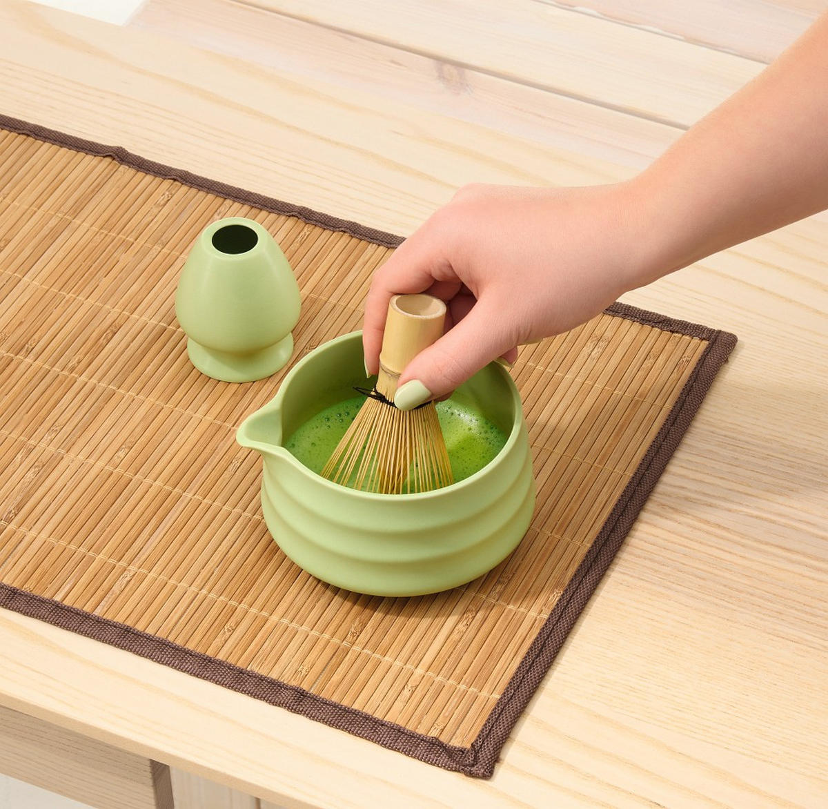 MATCHA-SET - Edelstahlfarben/Braun, Basics, Holz/Keramik (22/14/8cm) - GOURMETMAXX