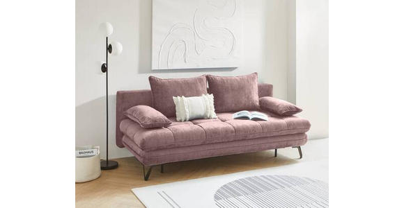 SCHLAFSOFA Samt Altrosa - Schwarz/Altrosa, Design, Textil/Metall (205/79-96/85cm) - Novel