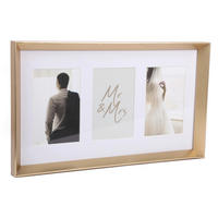 RÁM NA FOTOGRAFIE, 3 foto 10 cm x 15 cm - zlatá, Basics, drevo/sklo (18/23/1cm)