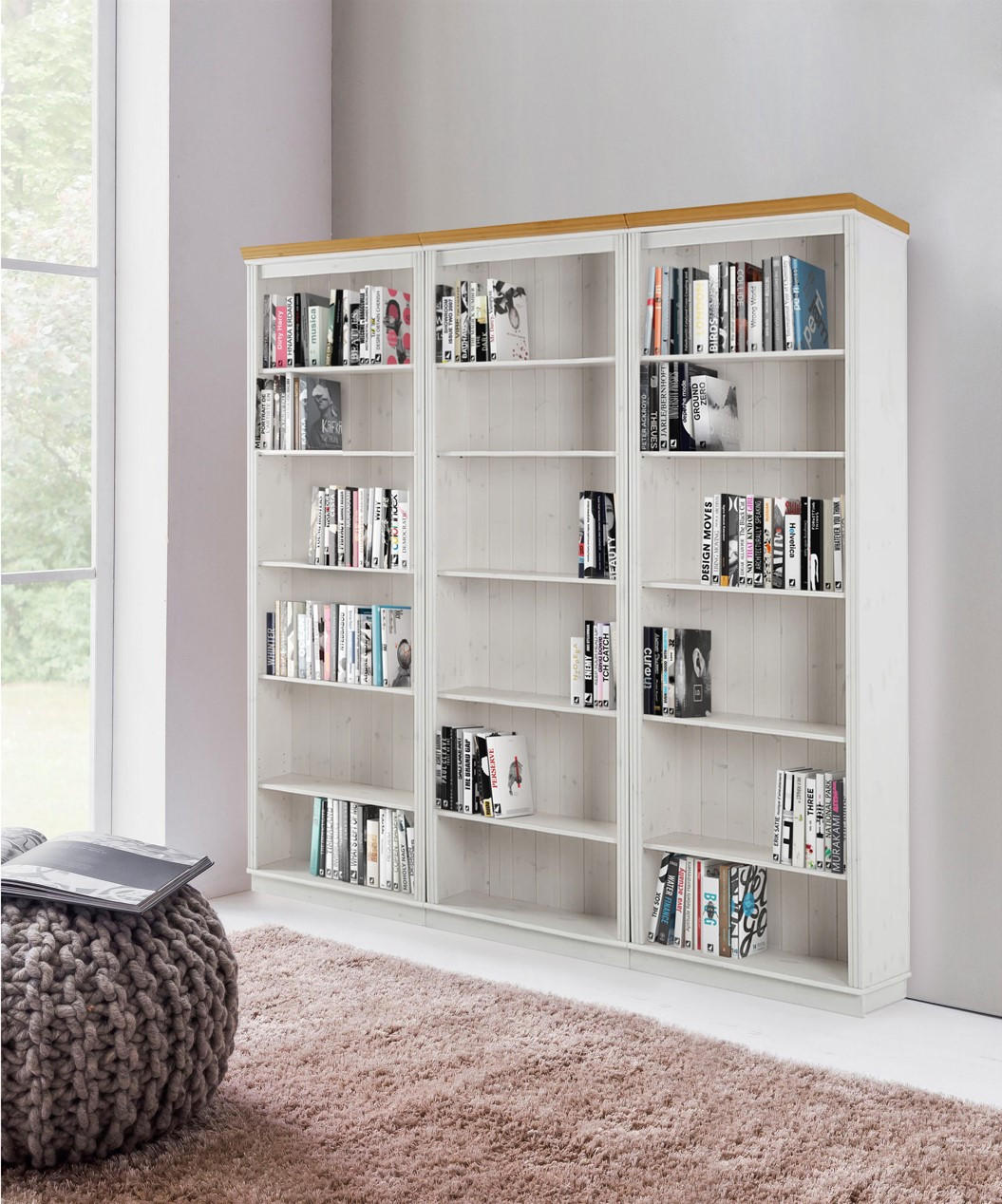 BÜCHERWAND Kiefer massiv Kieferfarben, Honig - Kieferfarben/Honig, Design, Holz (223/222/34cm) - MID.YOU