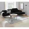 ECKSOFA in Echtleder Schwarz  305/163 cm  - Eichefarben/Schwarz, Design, Leder/Holz (305/163cm) - Novel