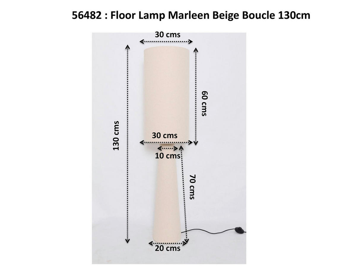 STEHLEUCHTE  30/130/30 cm   - Creme, Design, Textil/Metall (30/130/30cm) - Kare-Design