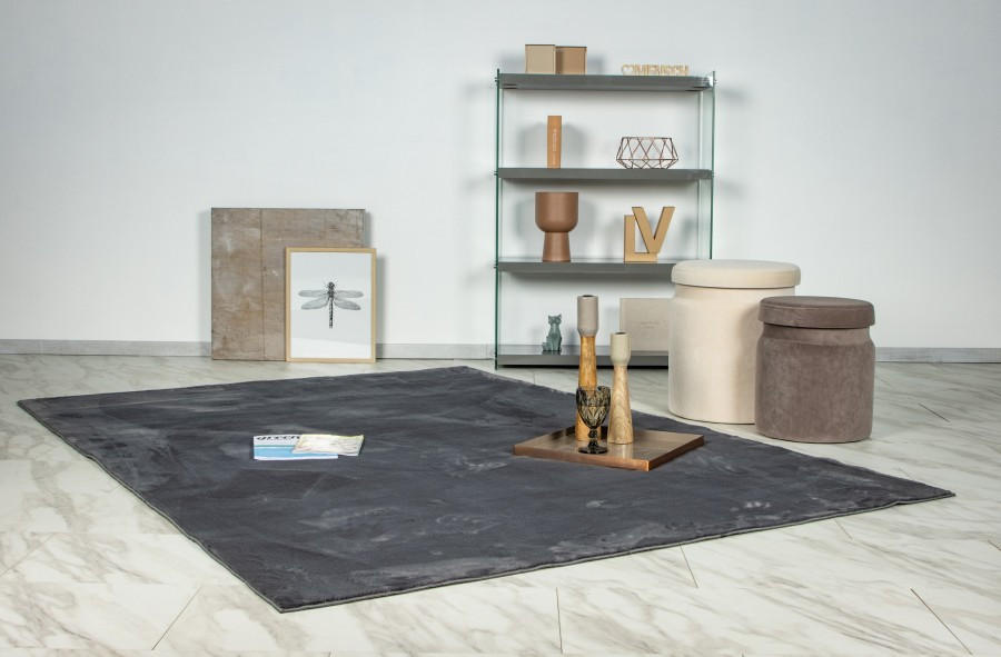 KOSMATINEC Loft  80/150 cm  tkano  temno siva  - temno siva, Basics, tekstil (80/150cm)