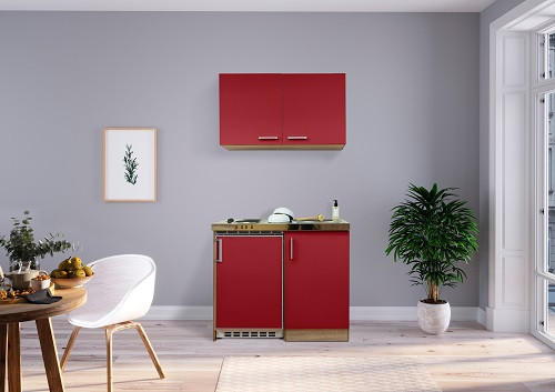 MINIKÜCHE 100 cm - Edelstahlfarben/Eichefarben, MODERN, Holzwerkstoff/Metall (100cm) - Respekta