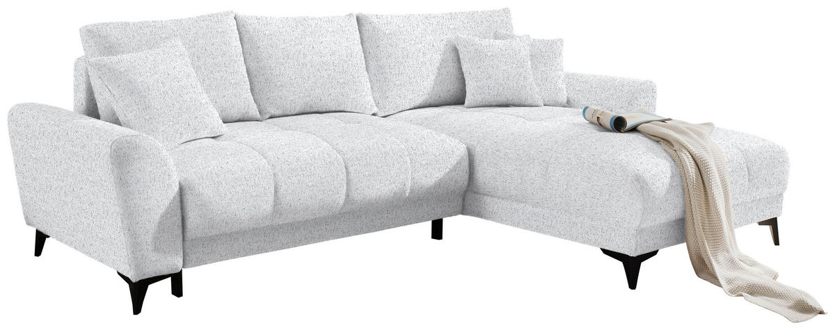 ECKSOFA in Webstoff Hellgrau  - Hellgrau/Schwarz, Modern, Kunststoff/Textil (281/189cm) - Carryhome