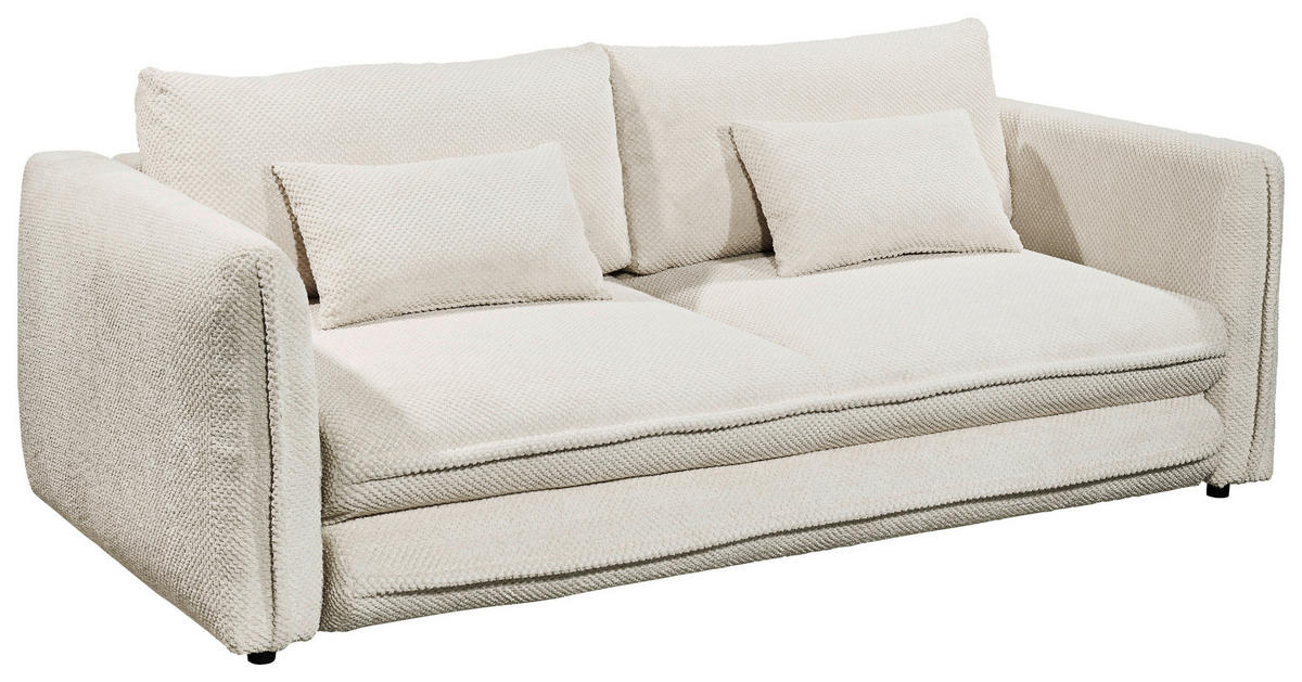 SCHLAFSOFA Mikrovelours Beige  - Beige/Schwarz, KONVENTIONELL, Kunststoff/Textil (237/94/117cm) - MID.YOU