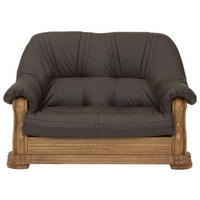 2-SITZER-SOFA in Echtleder Braun  - Eichefarben/Braun, Konventionell, Leder/Holz (144/95/94cm) - Max Winzer