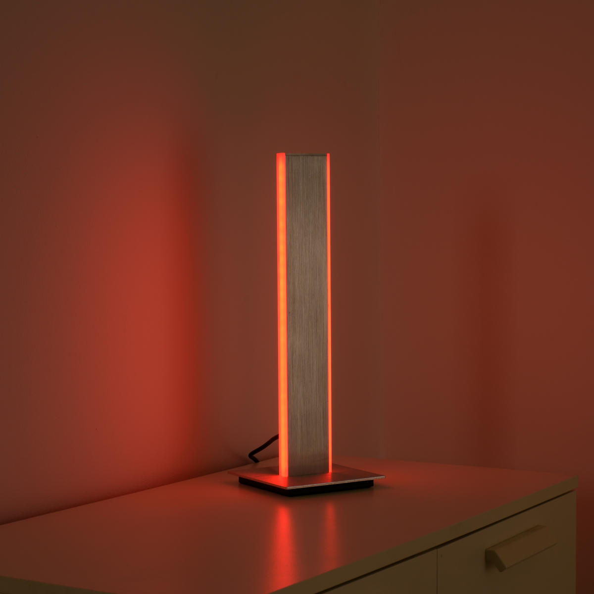 STOLNÁ LED LAMPA, diaľkový ovládač, 14/14/40 cm - hliníková, Design, kov/plast (14/14/40cm)