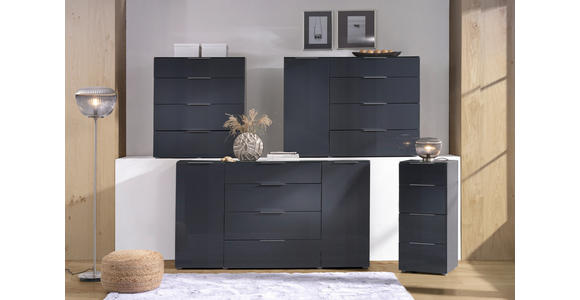 KOMMODE in 45/101/40,5 cm - Anthrazit/Alufarben, Design, Glas/Holzwerkstoff (45/101/40,5cm) - Voleo