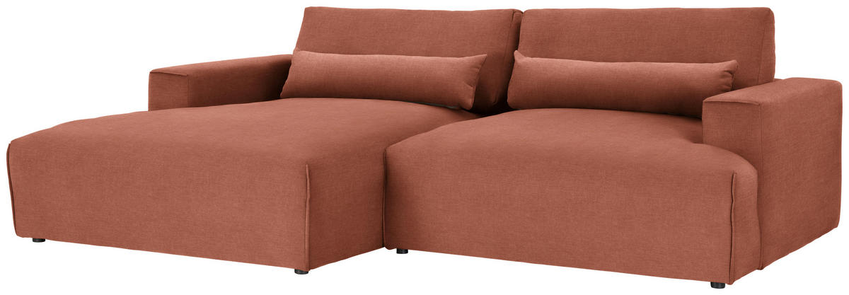 ECKSOFA Struktur Rotbraun  - Rotbraun/Schwarz, Design, Kunststoff/Textil (187/267cm) - Stylife