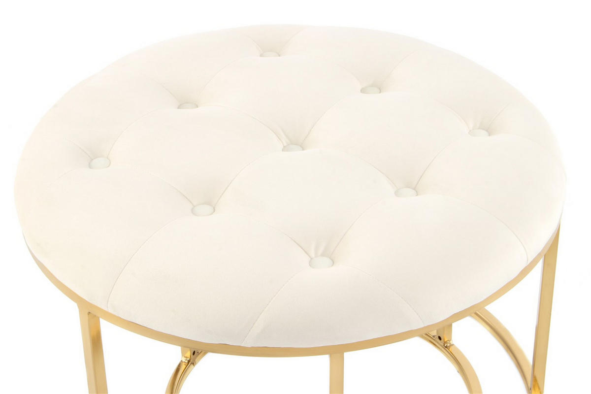 HOCKERSET Creme, Goldfarben  - Goldfarben/Creme, Design, Textil/Metall (40 / 60/32 / 41/40 / 60cm) - Kayoom