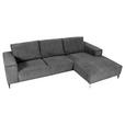 ECKSOFA Dunkelgrau Cord  - Dunkelgrau/Schwarz, KONVENTIONELL, Textil/Metall (285/170cm) - Carryhome