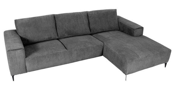 ECKSOFA Dunkelgrau Cord  - Dunkelgrau/Schwarz, KONVENTIONELL, Textil/Metall (285/170cm) - Carryhome
