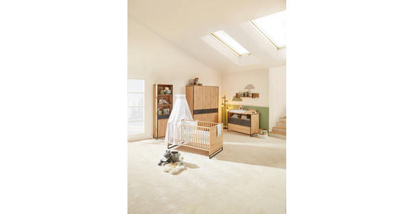 GITTERBETT Yunai 144,6/78/83,5 cm - Eichefarben/Anthrazit, Trend, Holzwerkstoff/Metall (144,6/78/83,5cm) - My Baby Lou