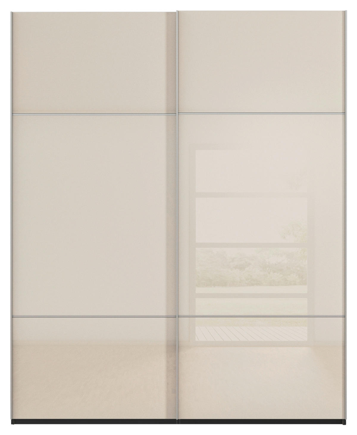 SCHWEBETÜRENSCHRANK in Schwarz, Champagner  - Champagner/Alufarben, Konventionell, Glas/Holzwerkstoff (162/223/68cm) - Novel