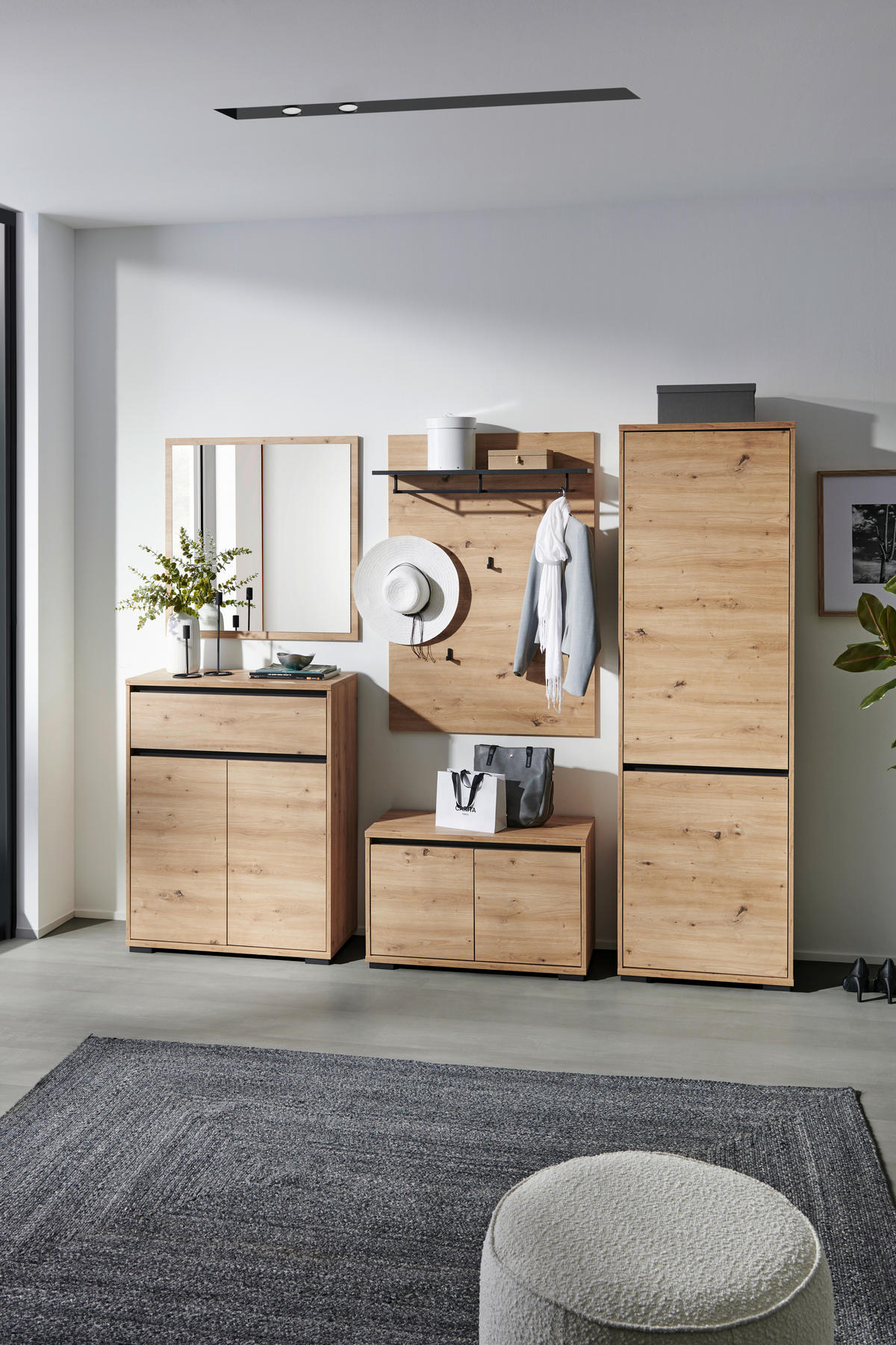 GARDEROBE  in 220/195/38 cm  - Anthrazit/Eiche Artisan, MODERN, Holzwerkstoff (220/195/38cm) - Xora