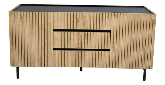 SIDEBOARD LINO in 150/75/40 cm - Eichefarben/Schwarz, Design, Holzwerkstoff/Metall (150/75/40cm) - Xora