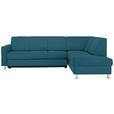 ECKSOFA in Flachgewebe Blau  - Chromfarben/Blau, Design, Textil/Metall (256/198cm) - Xora