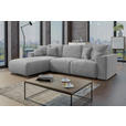 ECKSOFA Grau Cord  inkl. Zierkissen, Rückenkissen, Bettkasten, Schlaffunktion, Rücken echt, Liegefläche im Originalstoff  - Chromfarben/Grau, KONVENTIONELL, Kunststoff/Textil (195/293cm) - Carryhome