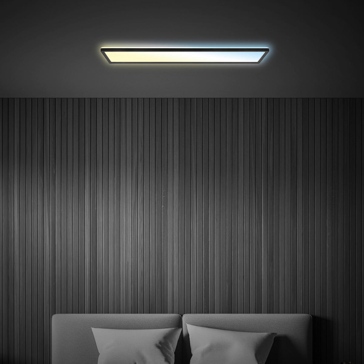 LED-PANEEL Slim 98/20/3 cm   - Schwarz, Design, Kunststoff (98/20/3cm)