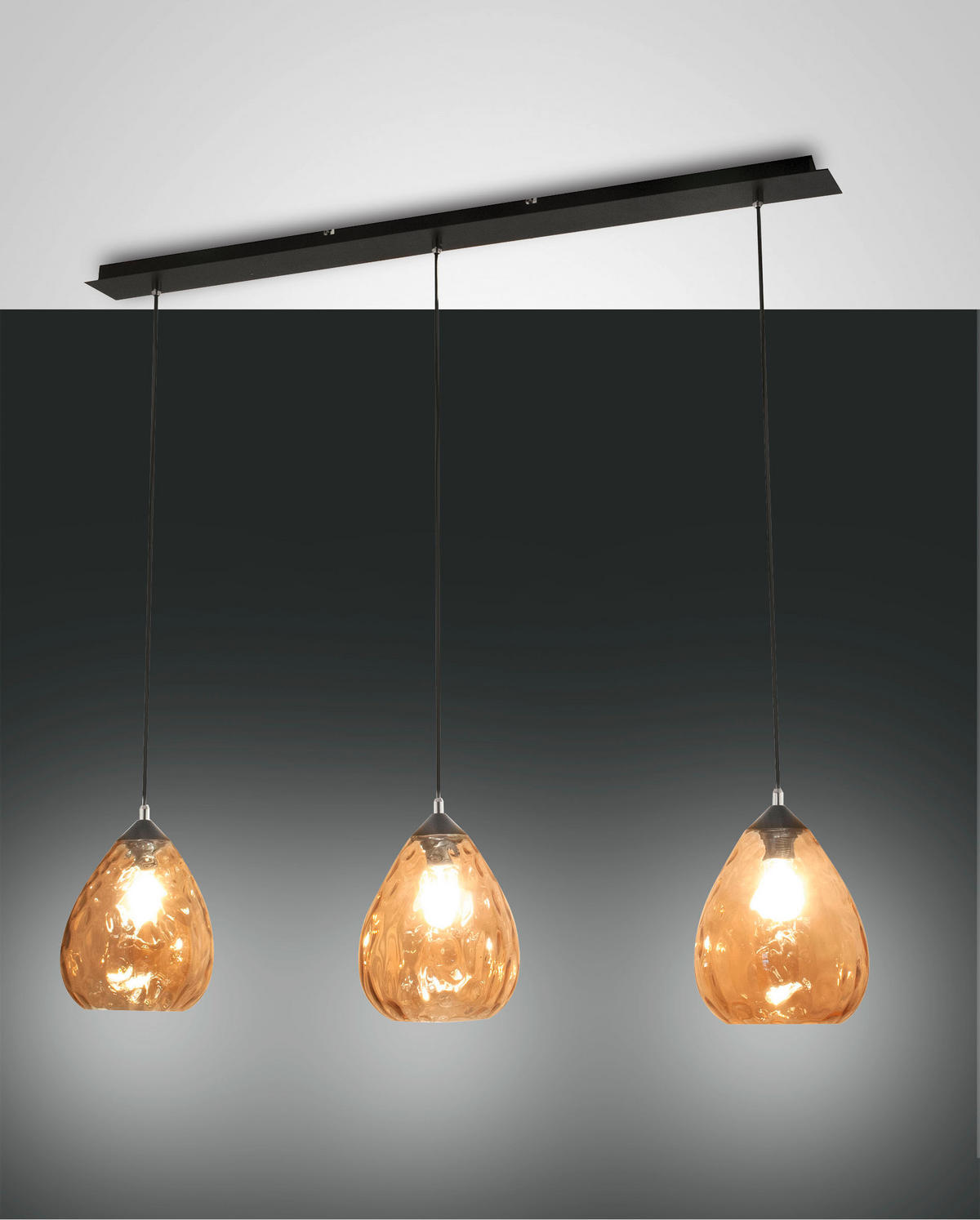 HÄNGELEUCHTE 110/200 cm  - Schwarz/Grau, Basics, Glas/Metall (110/200cm)
