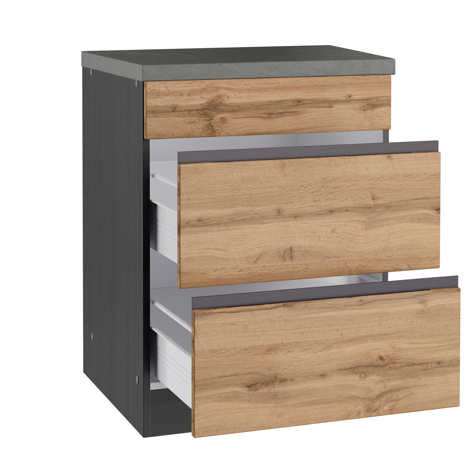 KOCHFELDUMBAUSCHRANK 60/86/60 cm in Graphitfarben, Eiche Wotan - Eiche Wotan/Graphitfarben, Design, Holzwerkstoff (60/86/60cm) - Held